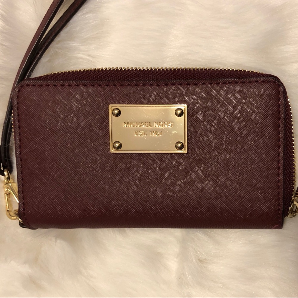 Burgundy Michael Kors wristlet